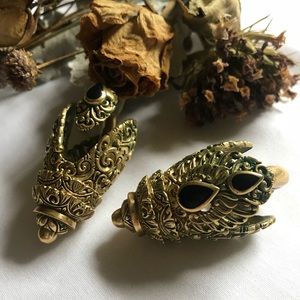 Asura Brass Khmer Ear Weights w/ Black Onyx Inlays